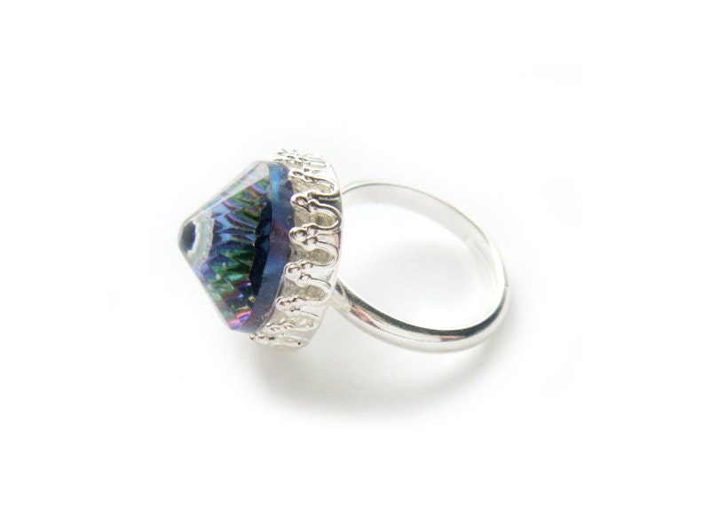 Rainbow Vintage Swarovski Crystal Ring