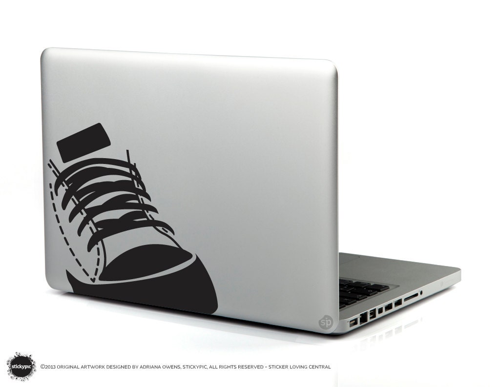Retro Sneaker Freaker in black (Laptop Decal Removable Vinyl Laptop Sticker Computer Decal PC Apple Macbook Mac Geekery Wall Sticker)