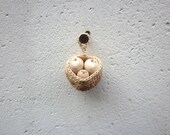 Miniature nest with three swallows, native wall art