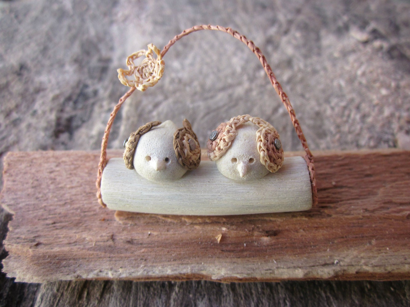 Miniature birds on a twig,  wall art