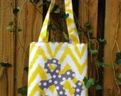Large Golden Yellow Chevron Tote Bag with Appliqued Anchor