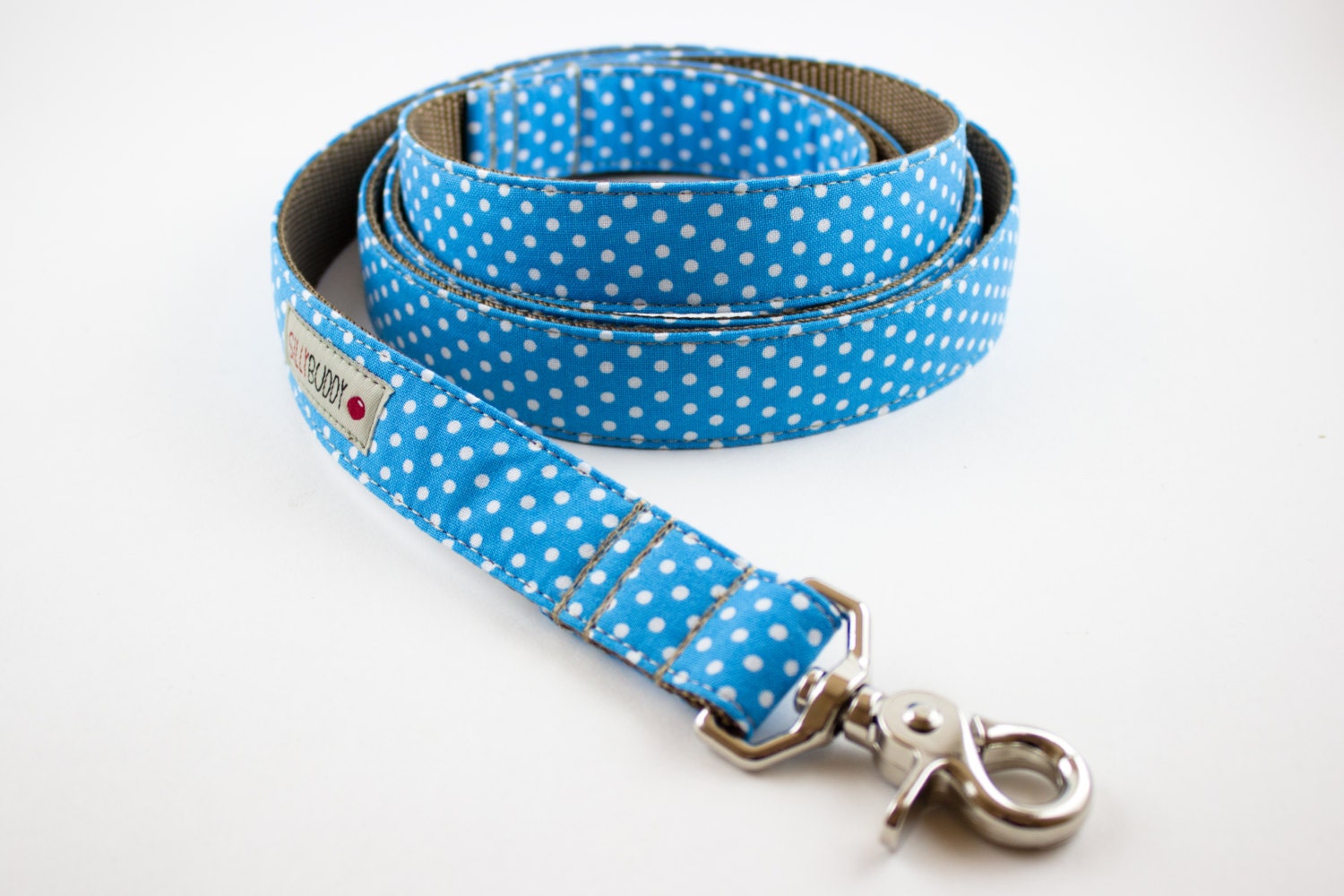 Blue Polka Dot Dog Leash