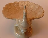 Vintage Holland Mold Ceramic Peacock Pedestal Trinket Dish/Candy Dish