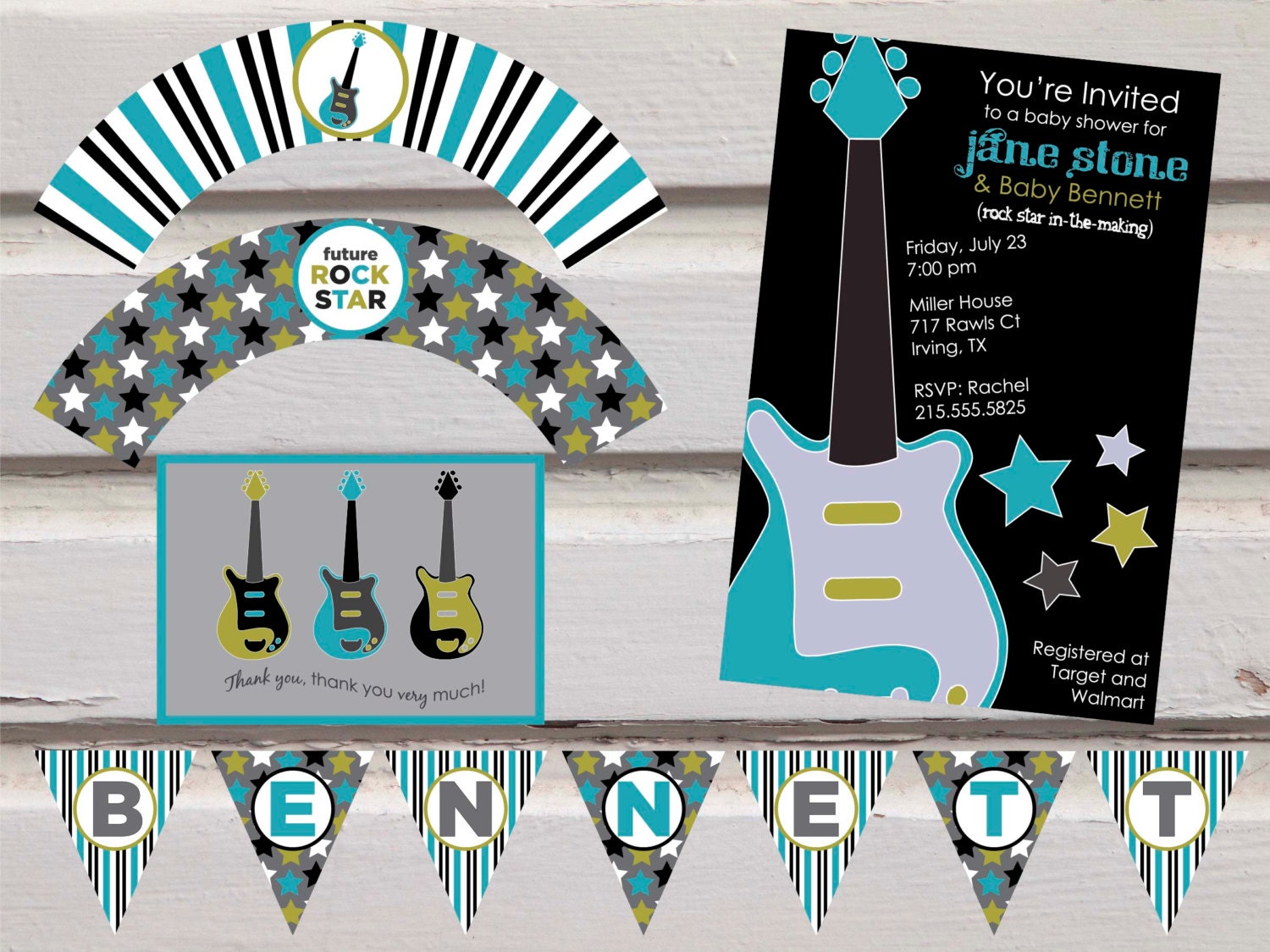 Digital Electric Guitar Baby Shower Pack