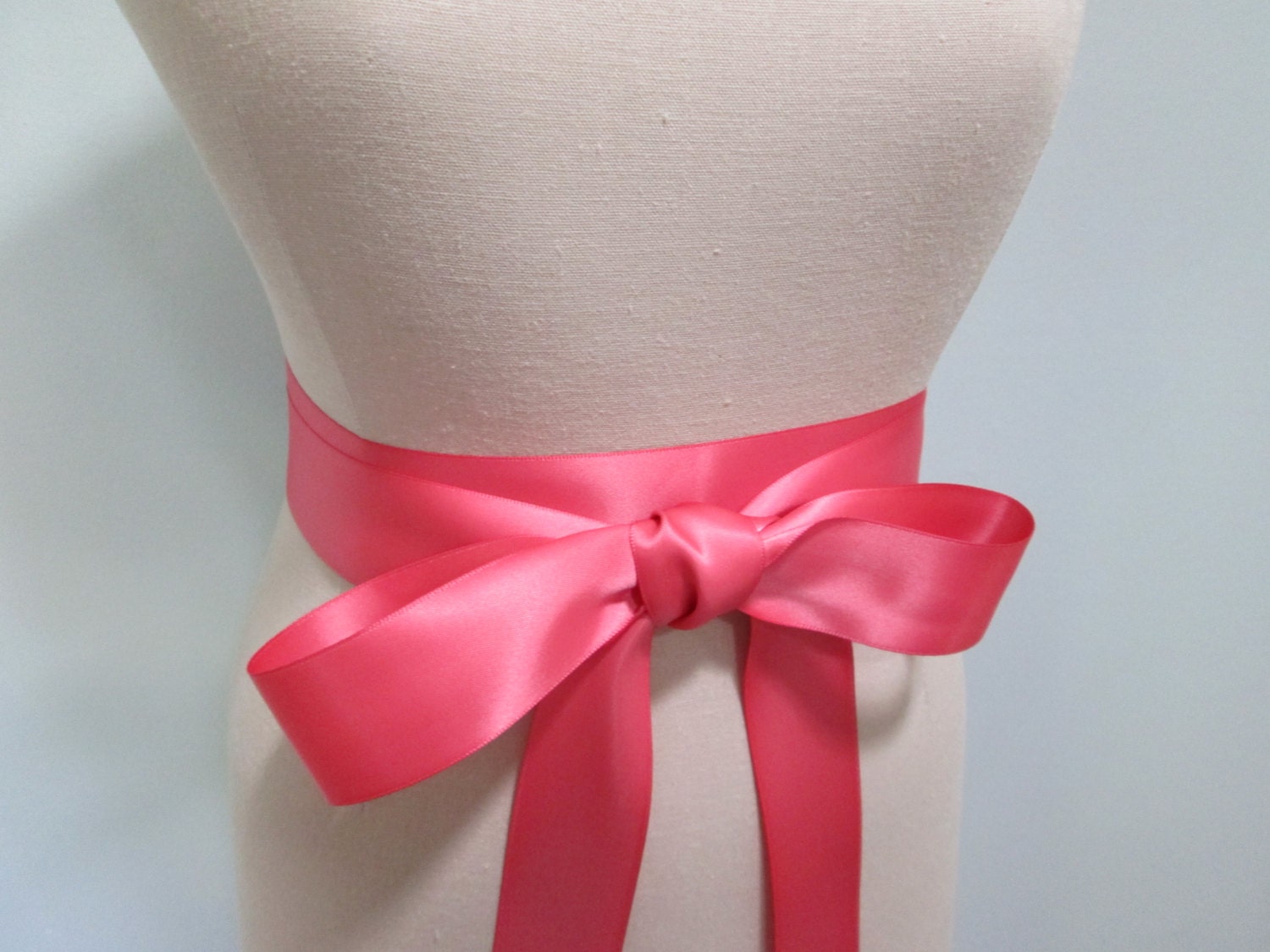 Coral Ribbon sash, wedding belt satin ribbon, bridesmaid wedding dress accessory