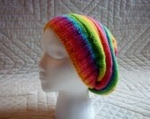 Brightly Striped Handknit Slouch Hat