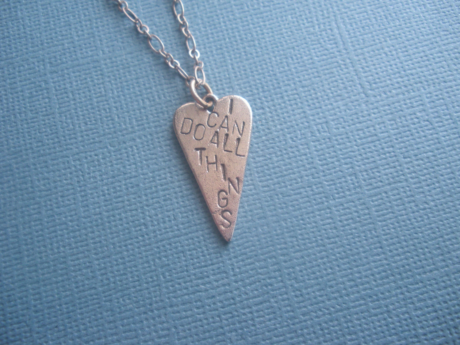 I Can Do All Things, Phil 4:13, hand stamped metal necklace, bible verse jewelry, christian, strength, faith, wonderkath