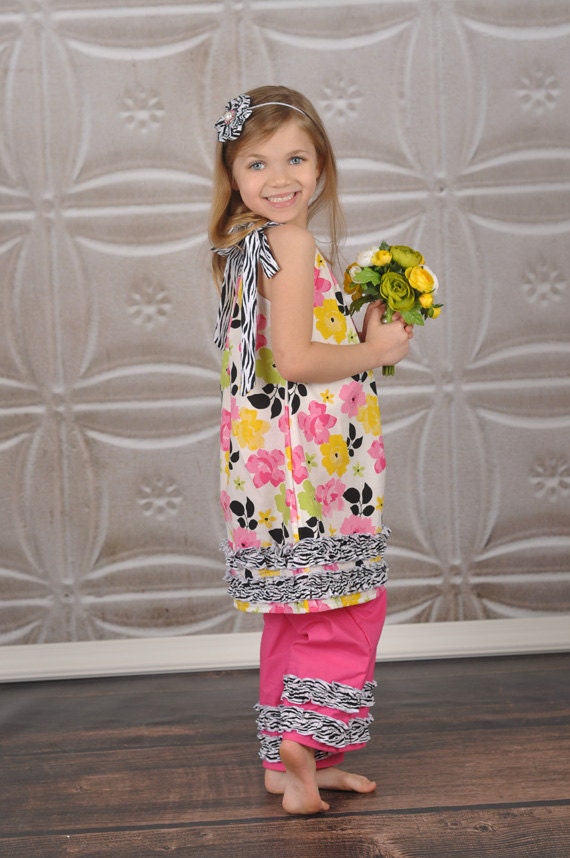 Girls Ruffled Peasant Dress with Scoop Neck Diva Collection