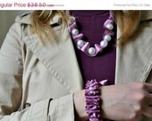 SALE Ribbon Necklace and Bracelet Set in Lilac pink Bridesmaid Jewelry Bridesmaid gifts