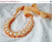 SALE Chevron Ruffles and Pearls Statement Necklace in Tangerine  Bridesmaid Jewelry Bridesmaid gifts