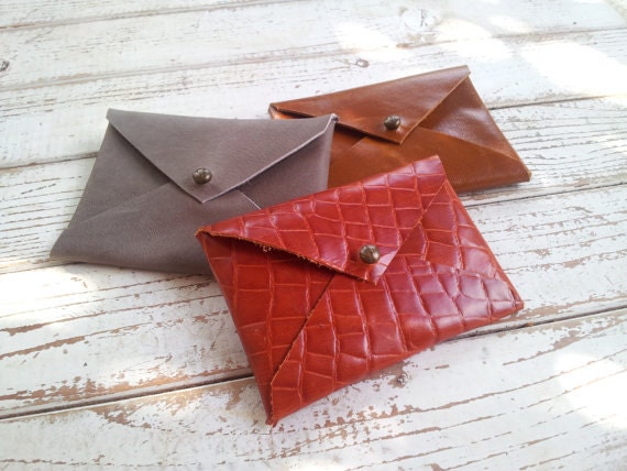 3 Business Card Leather wallet Only 23 Dollar, Envelope Card Case, leather holder, small wallet, men wallet