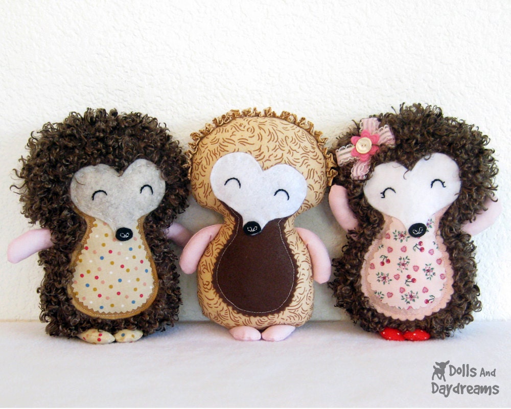 Hedgehog Sewing Pattern PDF Woodland Softie Stuffed Toy  Instant Download
