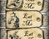 Eat Me Alice in Wonderland Favor Tags Digital Collage Sheet DIY Weddings Favor Tags Printable Download  259