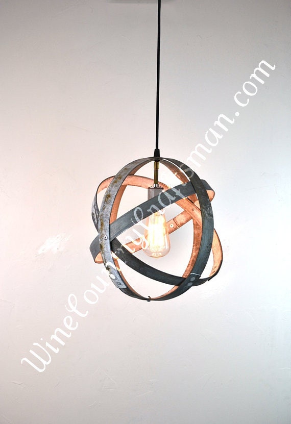 Small Wine Barrel Ring Hanging Lantern- Atom - 100% RECYCLED