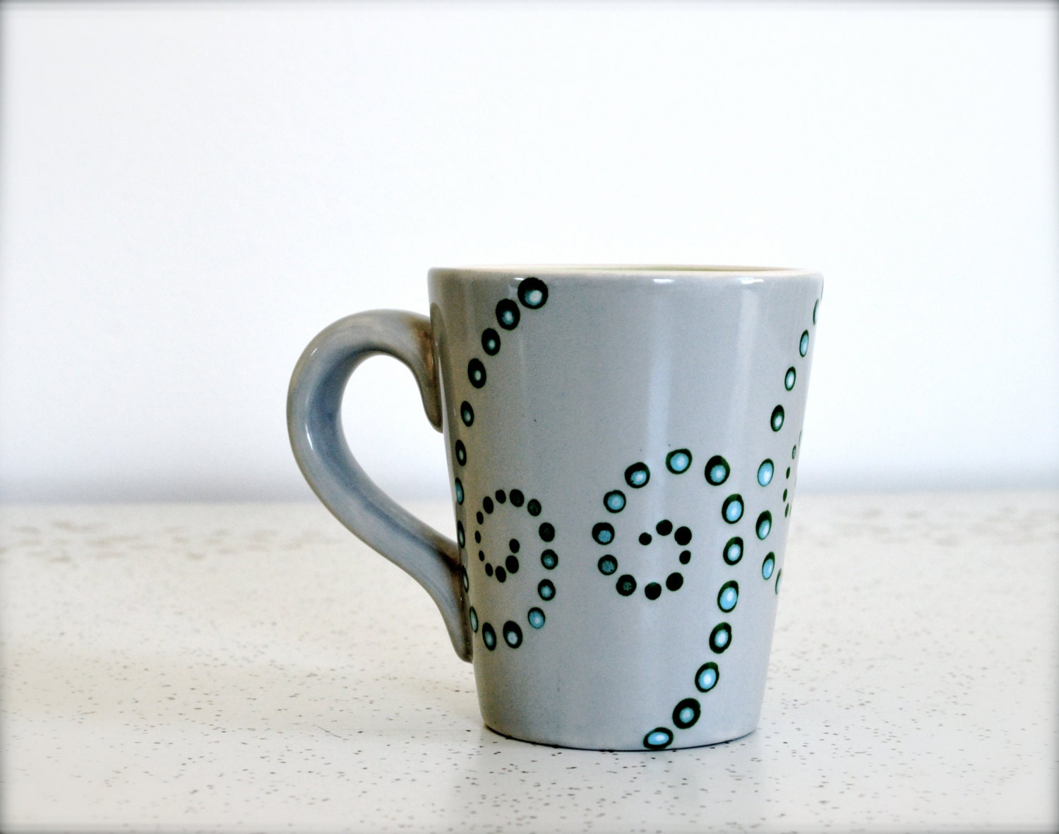 Swirly Green Chalet Mug - Blue & Green Dots