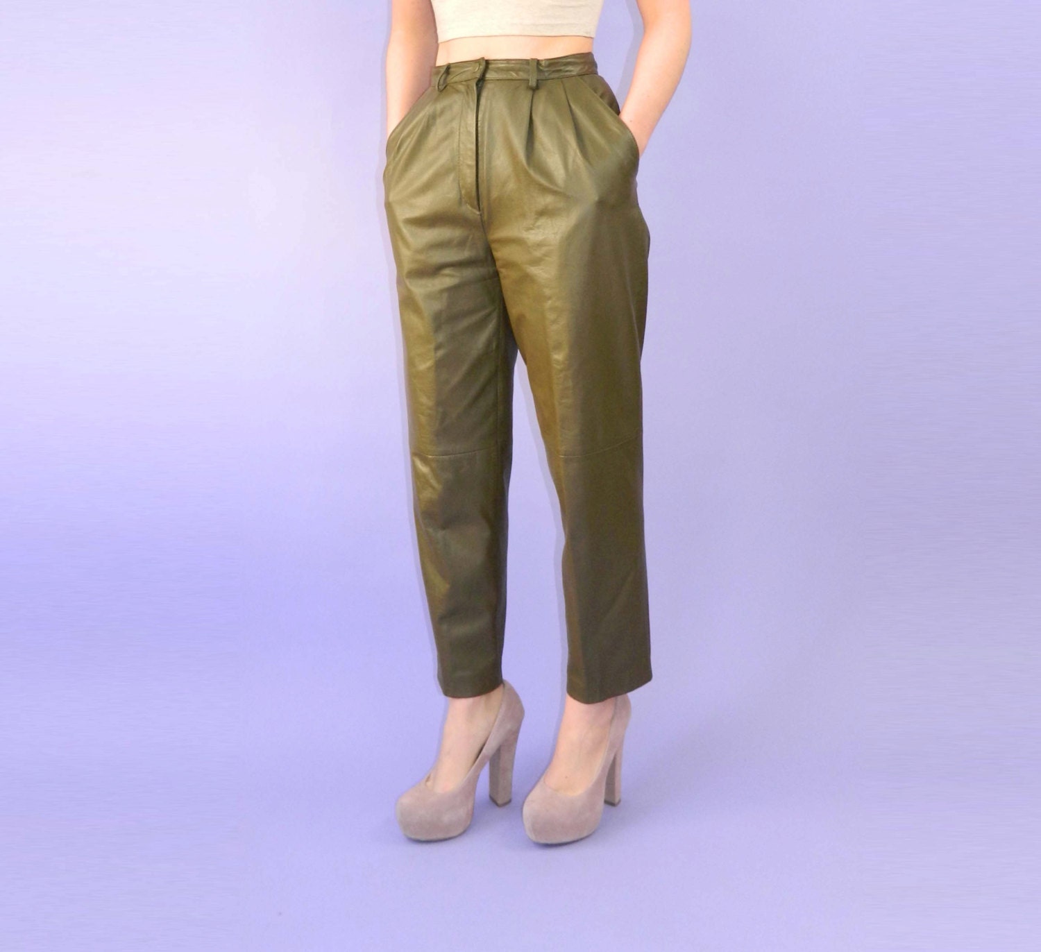 olive green leather pants