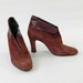 1970s Lanvin Designer Vintage Ankle Boots Mulberry Suede Leather Size 6.5