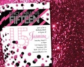 DIY Printable Modern Polka Dot Birthday Invitation QuinceaƱera or Sweet Sixteen Invitation Il_170x135