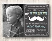 Vintage Mustache Bash Chalkboard Invitation for Boys Birthday Party or Baby Shower DIY Boys Photo Little Man Printable Invite by BeeAndDaisy Il_170x135