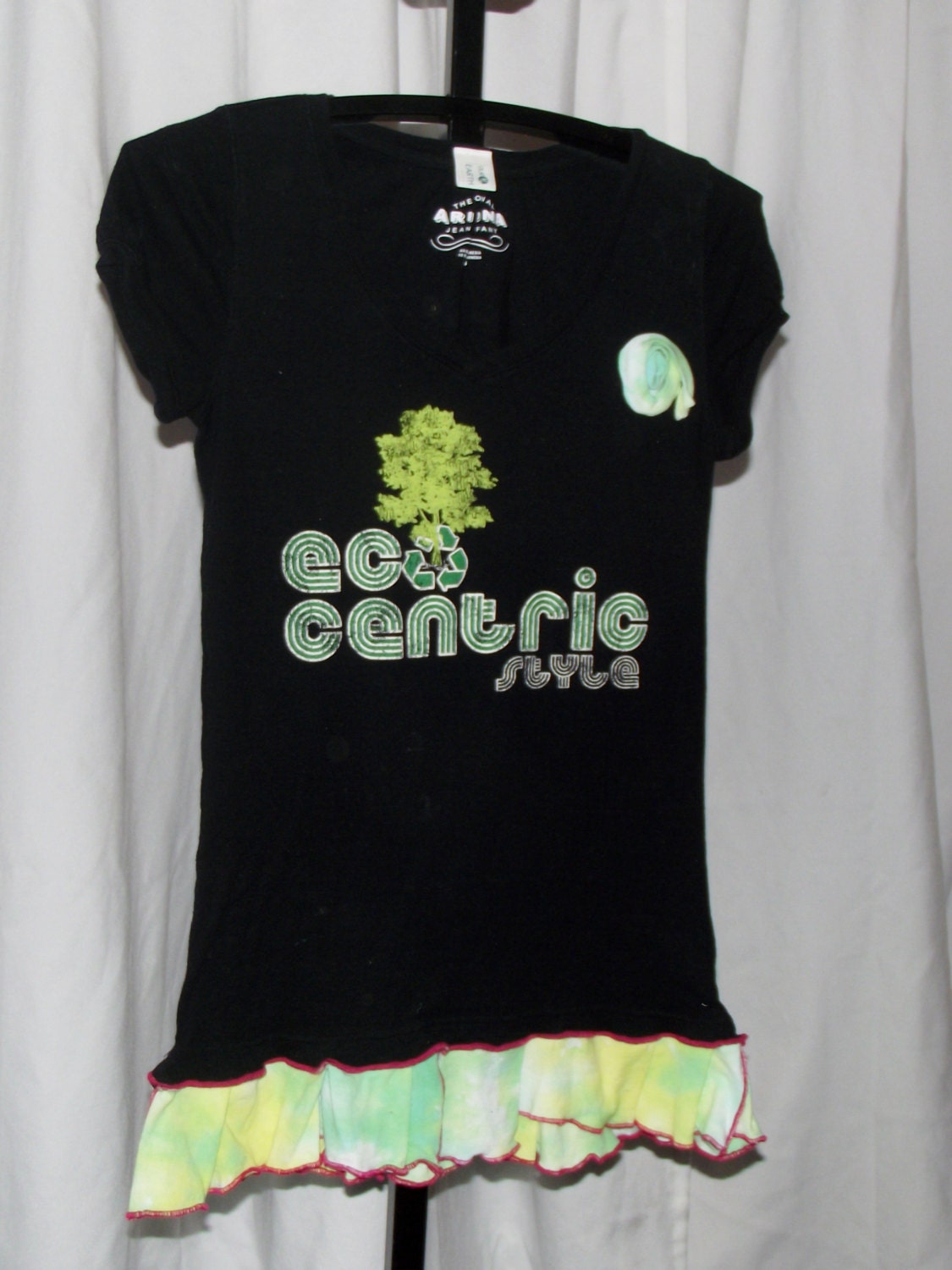 Short Shirt Recycled  Tshirt Women  Large Hippie Eco Friendly Boho Bohemian Upcycled Clothing Hipster Patchwork Eco Style