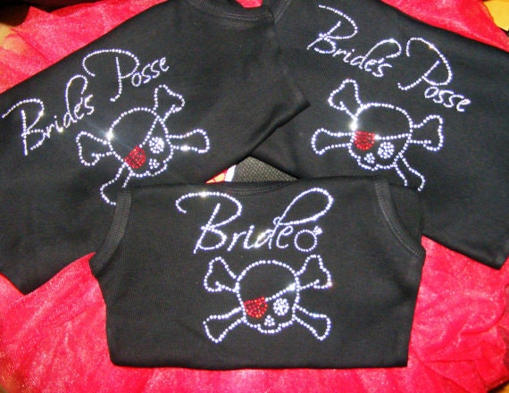 1 Bride's Posse half LACE Tank Top Shirts. Skull Cross Bones Bride Shirt. Bridal Party Tank Top. Bridesmaid. Bride to Be clothing.
