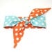 orange and teal polka dot reversible headscarf  / tie up headband / adjustable / summer / knotted headband / graduation