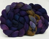 Purple to green gradient Polwarth/silk combed top (roving or spinning fiber): Dragonfly variant, 4 oz