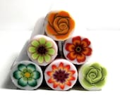 SALE set of 6 Polymer clay flower canes