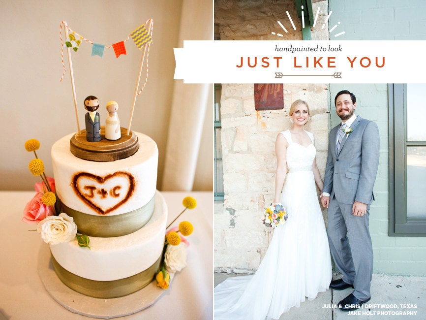1 Pet and Couple - Custom Rustic Handcrafted Wedding Cake Topper/Decoration Piece