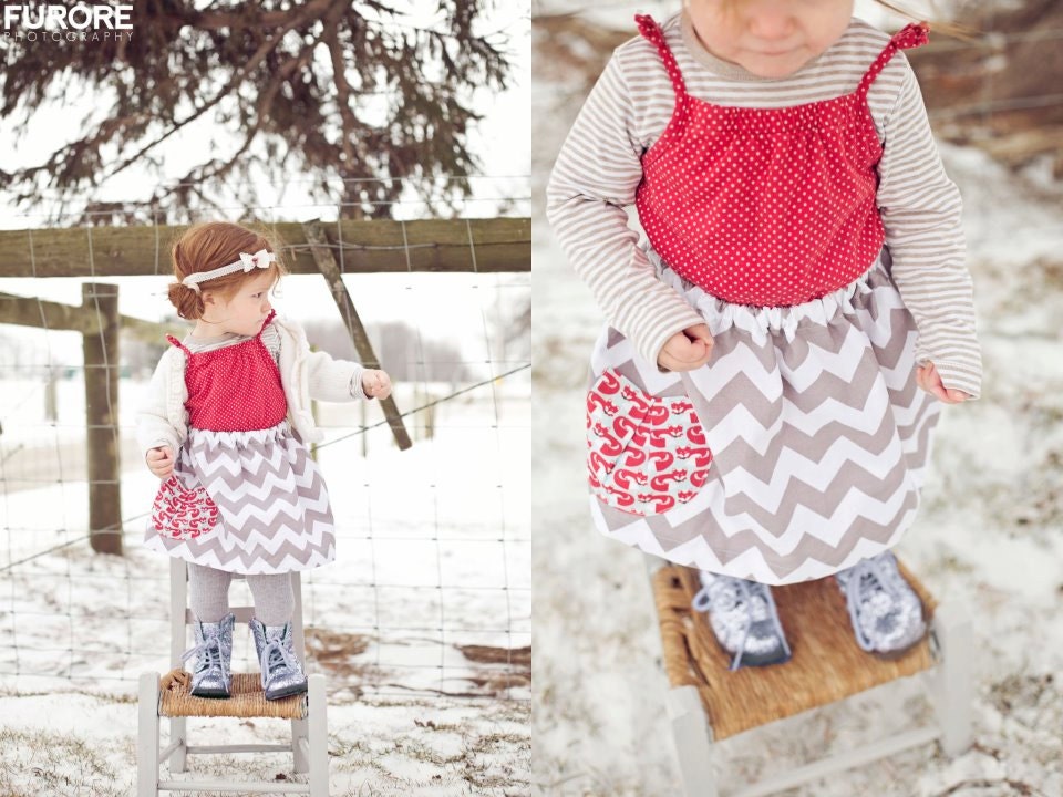Grey Chevron Modern Fox Pocket Skirt / Sizes 12m 18m 2T 3T 4T 5T 6