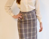 1980s skirt // Side Button Plaid Skirt // Xs-S