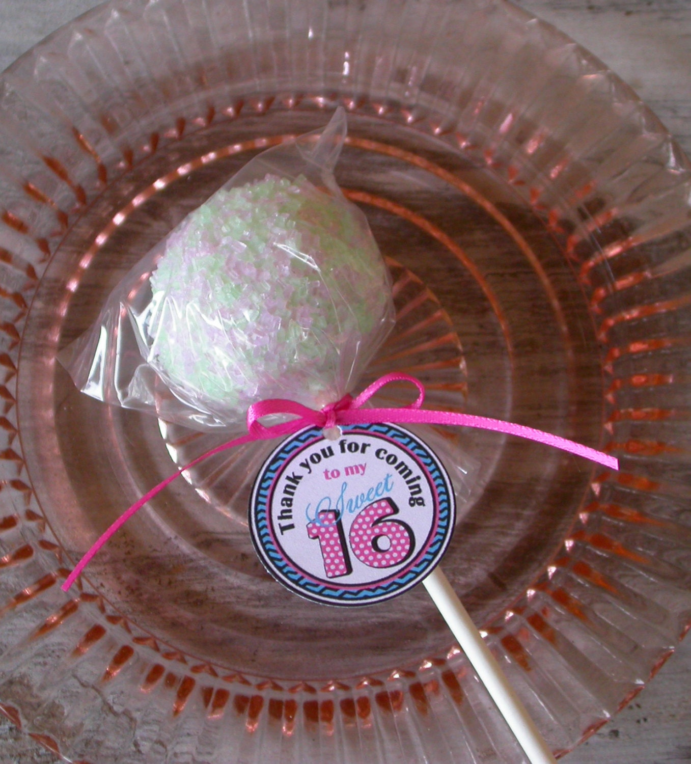 Sweet 16 Birthday Favor Tags for cake pops, lollipops and cookie favors - 1.5 inch custom personalized tags (50) Il_570xn