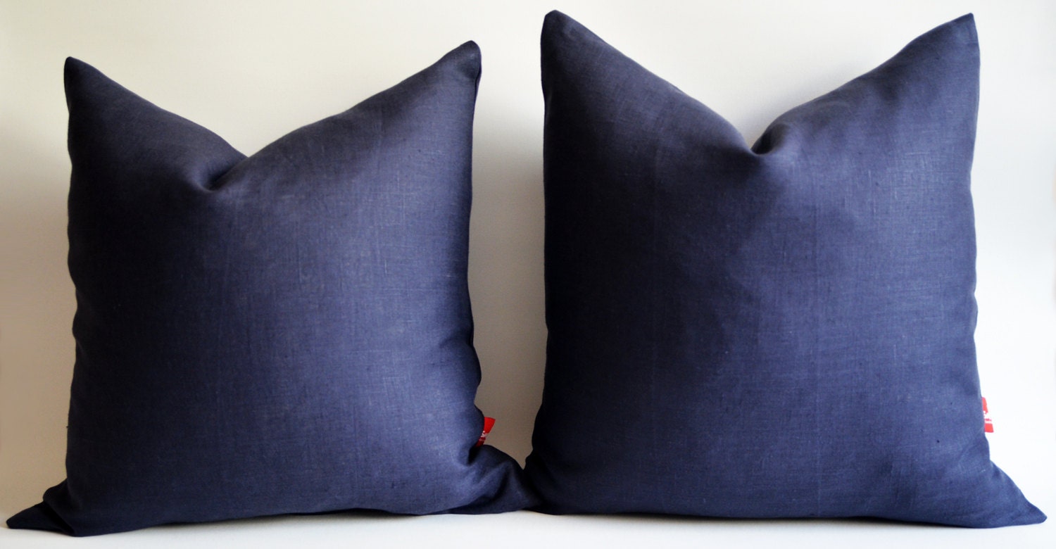 Sukan / 1 Piece Navy Blue Linen Pillow Covers  Decorative Throw Pillows Accent Throw Pillow Covers 24 x 24 Inches