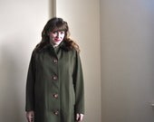50s Olive Green Coat - Wool Coat - Mink Fur 1950s Wool Swing Coat