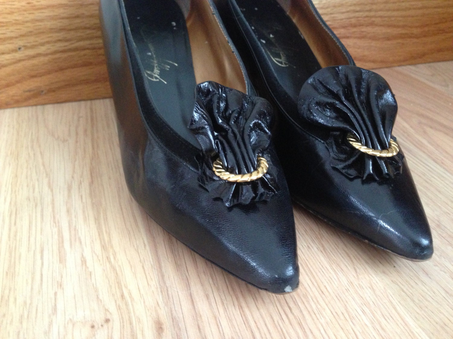 Black Brian Jeffrey Heels - Size 8.5 Black Pumps - 50s Style Mad Men Shoes