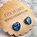 deep blue sea heart earrings - sparkly metallic nickel free post earrings - summer love and shooting stars