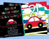 Vroom Vroom Beep Beep Birthday Party Invitation - DIGITAL DIY