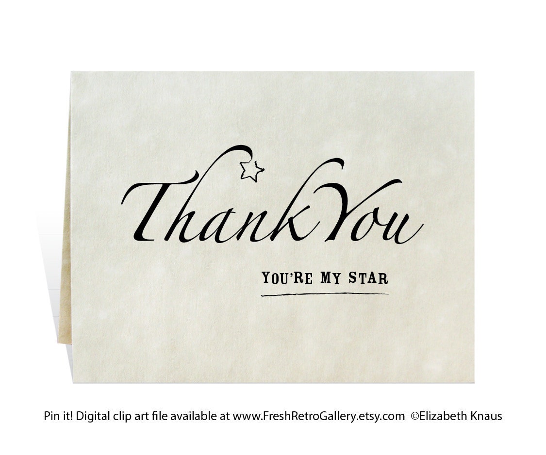 Thank you card digital art to print in black from your home or office computer shows appreciation for hard work, gifts and acts of kindness.