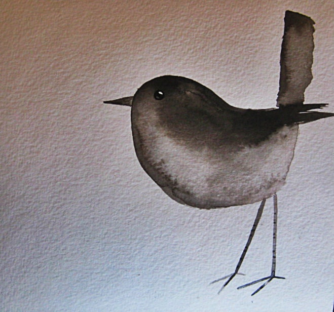 WATERCOLOR painting of a little bird, ART PRINT, bird decor, wall decor 6x6