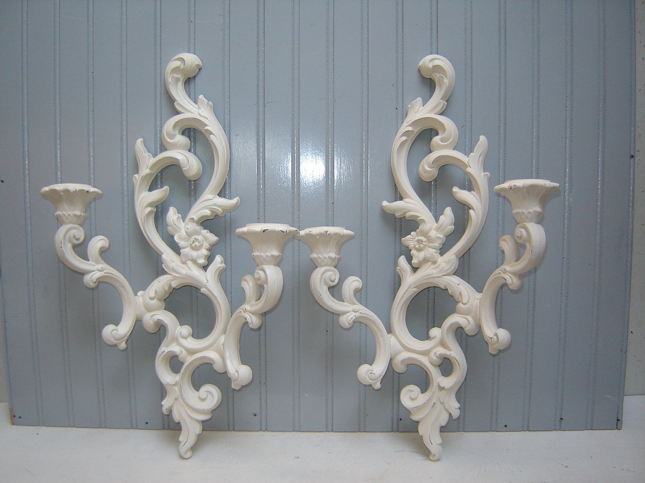 ornate double candle sconce pair (2) ornate taper candle wall sconces creamy white distressed