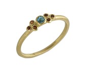 Matte Blue Topaz Rubies Band Ring in 14k Yellow Gold