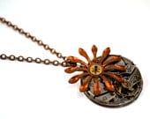 Steampunk Necklace, Flower, Steampunk Pendant