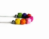 Hexagon Necklace Geometric Jewelry Colorful Rainbow Necklace Minimalist Jewelry Everyday Necklace Beadwork Jewelry