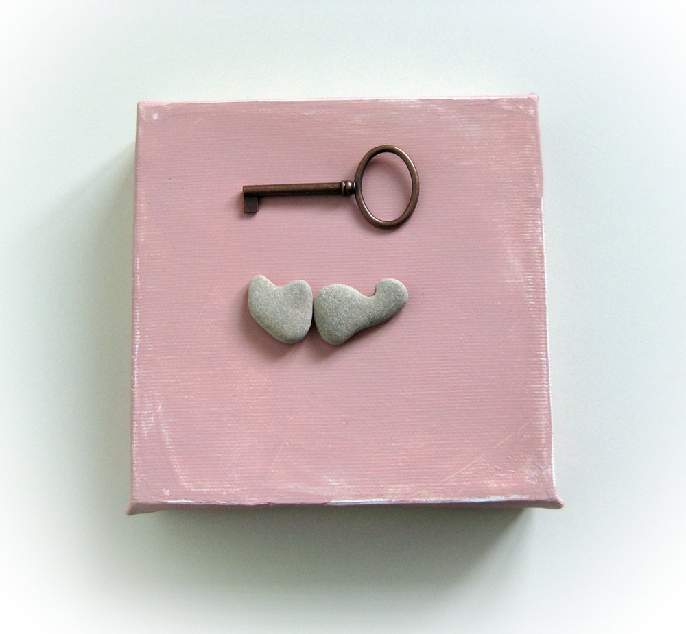Unique Home Decor - Love Is Home -  genuine Heart shaped Beach stone rock