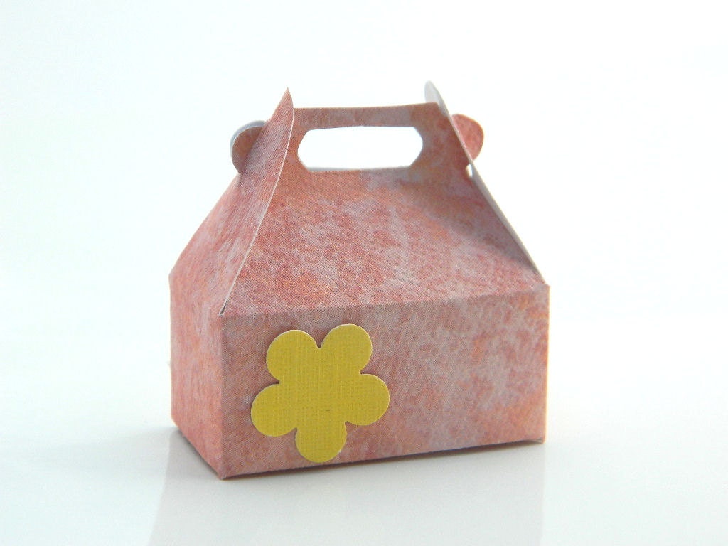 Jewelry Gift Wrap Box - Box for Rings - Flowers, Salmon, Yellow, Peach, Coral, Pink, Spring, Favor, Kids, Mini Box, Party Favor, Gable Box