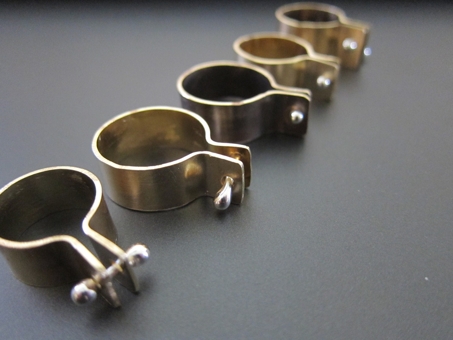 Brass and Sterling Silver Barbell Ring