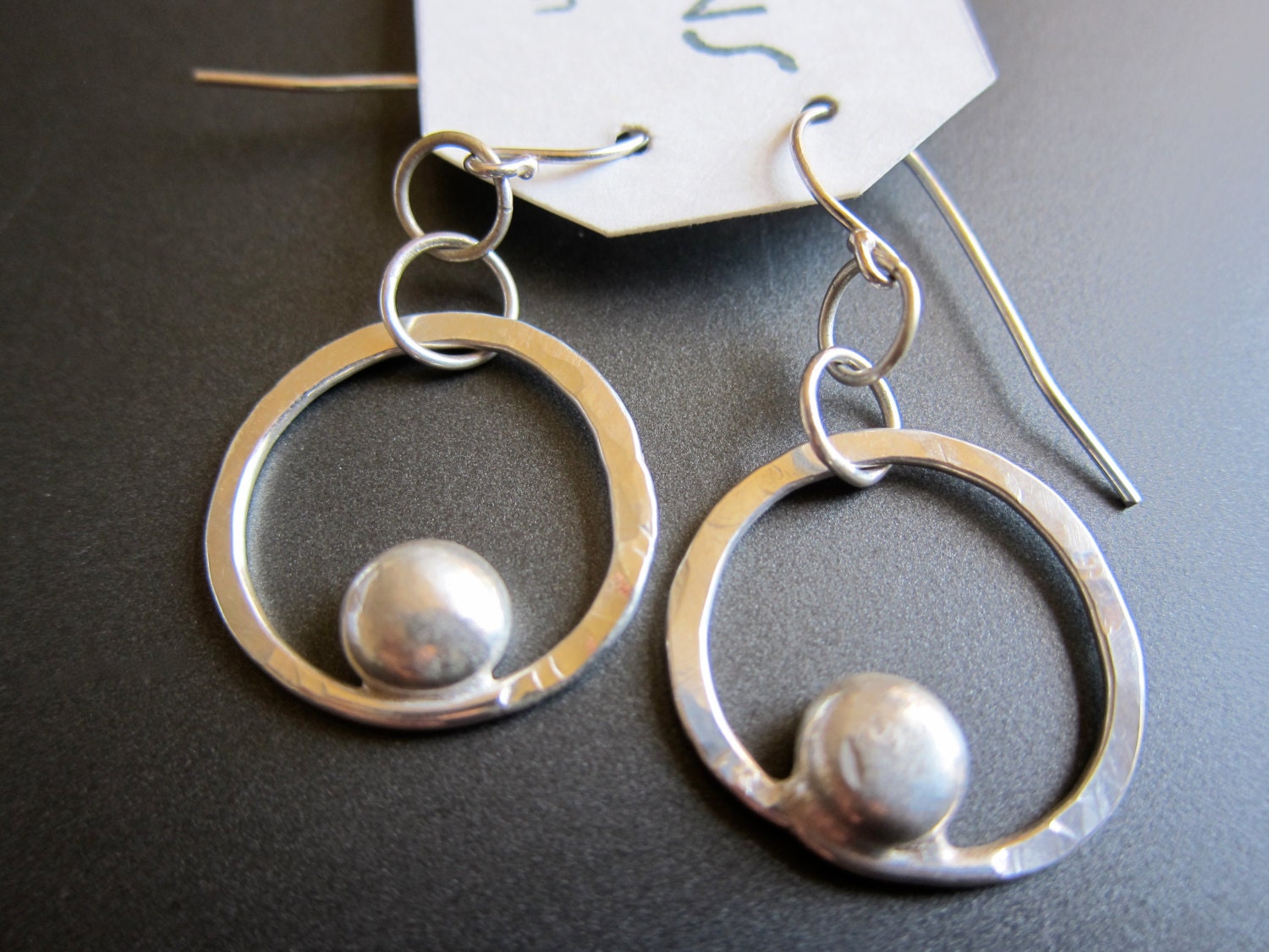 Fused and Hammered Argentium Sterling Silver Little Moon Earrings