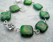 Green Bracelet Sterling Silver Jewelry Semiprecious Gemstone Emerald Green