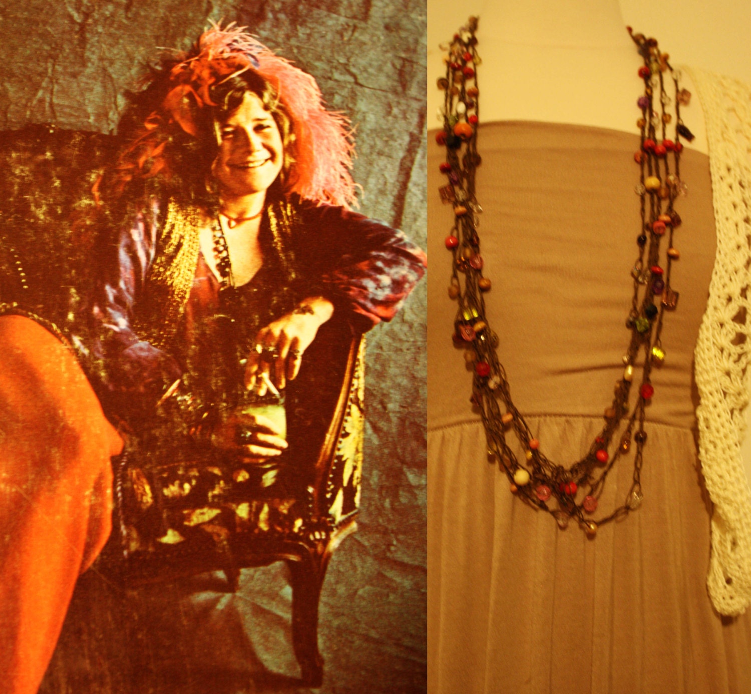 Janis Joplin inspired Love Beads / Groovy Necklace Set / CHOOSE YOUR COLORS