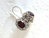 Graduation gift Dangle earrings Fashion gifts Bali 925 silver and genuine grenat stone. Gemstone Jewelry Grenat earrings / Fresh finds